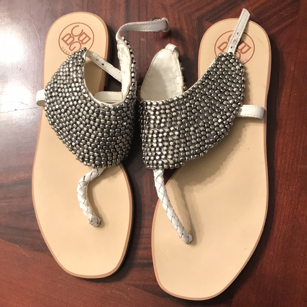 BCBG White Sandals